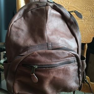Brown leather backpack 15x14x3